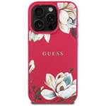 Etui Guess Grained Printed Flower         Pattern MagSafe do iPhone 16 Pro fuksja