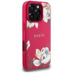 Etui Guess Grained Printed Flower         Pattern MagSafe do iPhone 16 Pro fuksja