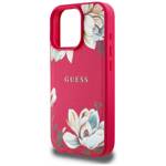 Etui Guess Grained Printed Flower         Pattern MagSafe do iPhone 16 Pro fuksja