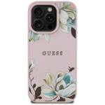 Etui Guess Grained Printed Flower         Pattern MagSafe do iPhone 16 Pro różowy