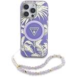 Etui Guess Palm Trees Triangle Pearl      Strap MagSafe do iPhone 16 Pro fioletowy