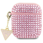 GUESS GUA2HDGTPP AIRPODS 1/2 COVER RÓŻOWY/PINK RHINESTONE TRIANGLE CHARM