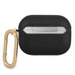 GUESS GUAPSASMK AIRPODS PRO COVER CZARNY/BLACK SAFFIANO SCRIPT METAL COLLECTION