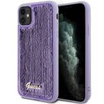 GUESS GUHCN61PSFDGSU IPHONE 11 / XR 6.1" FIOLETOWY/PURPLE HARDCASE SEQUIN SCRIPT METAL