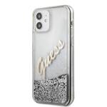 GUESS GUHCP12SGLVSSI IPHONE 12 MINI 5,4" SREBRNY/SILVER HARDCASE GLITTER VINTAGE SCRIPT