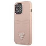 GUESS GUHCP13LPSATPP IPHONE 13 PRO / 13 6,1" RÓŻOWY/PINK HARDCASE SAFFIANOTRIANGLE LOGO CARDSLOT