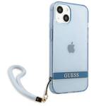 GUESS GUHCP13MHTSGSB IPHONE 13 / 14 / 15 6.1" NIEBIESKI/BLUE HARDCASE TRANSLUCENT STRAP