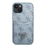 GUESS GUHCP13MP4TPB IPHONE 13 / 14 / 15 6.1" NIEBIESKI/BLUE HARDCASE 4G TRIANGLE LOGO CARDSLOT