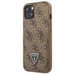 GUESS GUHCP13MP4TPW IPHONE 13 / 14 / 15 6.1" BRĄZOWY/BROWN HARDCASE 4G TRIANGLE LOGO CARDSLOT