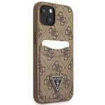 GUESS GUHCP13MP4TPW IPHONE 13 / 14 / 15 6.1" BRĄZOWY/BROWN HARDCASE 4G TRIANGLE LOGO CARDSLOT