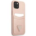 GUESS GUHCP13MPSATPP IPHONE 13 / 14 / 15 6.1" RÓŻOWY/PINK HARDCASE SAFFIANOTRIANGLE LOGO CARDSLOT