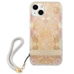 GUESS GUHCP13SHFLSD IPHONE 13 MINI 5,4" ZŁOTY/GOLD HARDCASE FLOWER STRAP