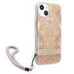 GUESS GUHCP13SHFLSD IPHONE 13 MINI 5,4" ZŁOTY/GOLD HARDCASE FLOWER STRAP