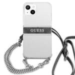 GUESS GUHCP13SKC4GBSI IPHONE 13 MINI 5,4" TRANSPARENT HARDCASE 4G GREY STRAP SILVER CHAIN