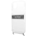 GUESS GUHCP13SKC4GBSI IPHONE 13 MINI 5,4" TRANSPARENT HARDCASE 4G GREY STRAP SILVER CHAIN