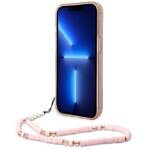 GUESS GUHCP14SHGCOHP IPHONE 14 / 15 / 13 6.1" RÓŻOWY/PINK HARDCASE TRANSLUCENT PEARL STRAP