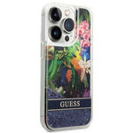 GUESS GUHCP14XLFLSB IPHONE 14 PRO MAX 6,7" NIEBIESKI/BLUE HARDCASE FLOWER LIQUID GLITTER