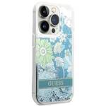 GUESS GUHCP14XLFLSN IPHONE 14 PRO MAX 6,7" ZIELONY/GREEN HARDCASE FLOWER LIQUID GLITTER