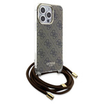 GUESS GUHCP15LHC4SEW IPHONE 15 PRO 6.1" BRĄZOWY/BROWN HARDCASE CROSSBODY CORD 4G PRINT