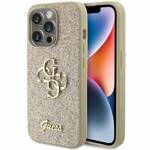 GUESS GUHCP15LHG4SGD IPHONE 15 PRO 6.1" ZŁOTY/GOLD HARDCASE GLITTER SCRIPT BIG 4G