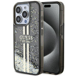 GUESS GUHCP15LLFCSEGK IPHONE 15 PRO 6.1" CZARNY/BLACK HARDCASE LIQUID GLITTER GOLD STRIPES