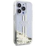 GUESS GUHCP15LLFCSEGT IPHONE 15 PRO 6.1" TRANSPARENT HARDCASE LIQUID GLITTER GOLD STRIPES