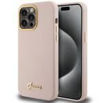 GUESS GUHCP15LSMBSLP IPHONE 15 PRO 6.1" RÓŻOWY/PINK HARDCASE SILICONE SCRIPT METAL LOGO & FRAME