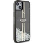 GUESS GUHCP15MLFCSEGK IPHONE 15 PLUS / 14 PLUS 6.7" CZARNY/BLACK HARDCASE LIQUID GLITTER GOLD STRIPES