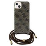 GUESS GUHCP15SHC4SEW IPHONE 15 / 14 / 13 6.1" BRĄZOWY/BROWN HARDCASE CROSSBODY CORD 4G PRINT