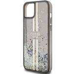 GUESS GUHCP15SLFCSEGK IPHONE 15 / 14 / 13 6.1" CZARNY/BLACK HARDCASE LIQUID GLITTER GOLD STRIPES