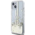 GUESS GUHCP15SLFCSEGT IPHONE 15 / 14 / 13 6.1" TRANSPARENT HARDCASE LIQUID GLITTER GOLD STRIPES