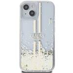 GUESS GUHCP15SLFCSEGT IPHONE 15 / 14 / 13 6.1" TRANSPARENT HARDCASE LIQUID GLITTER GOLD STRIPES