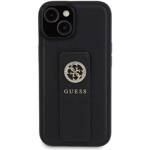 GUESS GUHCP15SPGSSADK IPHONE 15 / 14 / 13 6.1" CZARNY/BLACK HARDCASE GRIP STAND 4G SAFFIANO STRASS