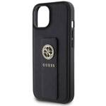 GUESS GUHCP15SPGSSADK IPHONE 15 / 14 / 13 6.1" CZARNY/BLACK HARDCASE GRIP STAND 4G SAFFIANO STRASS