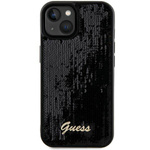 GUESS GUHCP15SPSFDGSK IPHONE 15 / 14 / 13 6.1" CZARNY/BLACK HARDCASE SEQUIN SCRIPT METAL