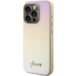 GUESS GUHCP15XPSAIRSD IPHONE 15 PRO MAX 6.7" ZŁOTY/GOLD HARDCASE SAFFIANO IRIDESCENT SCRIPT