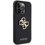 GUESS GUHCP15XPSP4LGK IPHONE 15 PRO MAX 6.7" CZARNY/BLACK HARDCASE LEATHER PERFORATED 4G GLITTER LOGO