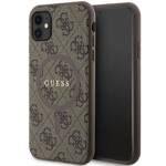 GUESS GUHMN61G4GFRW IPHONE 11 6.1" / XR BRĄZOWY/BROWN HARDCASE 4G COLLECTION LEATHER METAL LOGO MAGSAFE