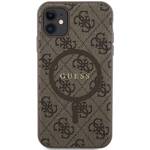 GUESS GUHMN61G4GFRW IPHONE 11 6.1" / XR BRĄZOWY/BROWN HARDCASE 4G COLLECTION LEATHER METAL LOGO MAGSAFE