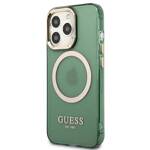 GUESS GUHMP13LHTCMA IPHONE 13 PRO / 13 6,1" ZIELONY/KHAKI HARD CASE GOLD OUTLINE TRANSLUCENT MAGSAFE