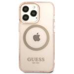 GUESS GUHMP13LHTCMP IPHONE 13 PRO / 13 6,1" RÓŻOWY/PINK HARD CASE GOLD OUTLINE TRANSLUCENT MAGSAFE