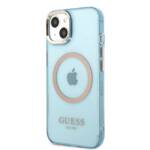 GUESS GUHMP13MHTCMB IPHONE 13 / 14 / 15 6.1" NIEBIESKI/BLUE HARD CASE GOLD OUTLINE TRANSLUCENT MAGSAFE