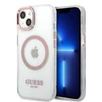 GUESS GUHMP13MHTRMP IPHONE 13 / 14 / 15 6.1" RÓŻOWY/PINK HARD CASE METAL OUTLINE MAGSAFE