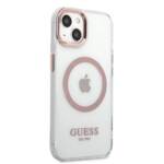 GUESS GUHMP13MHTRMP IPHONE 13 / 14 / 15 6.1" RÓŻOWY/PINK HARD CASE METAL OUTLINE MAGSAFE