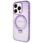 GUESS GUHMP13XHRSGSU IPHONE 13 PRO MAX 6.1" FIOLETOWY/PURPLE HARDCASE RING STAND SCRIPT GLITTER MAGSAFE