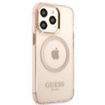 GUESS GUHMP13XHTCMP IPHONE 13 PRO MAX 6,7" RÓŻOWY/PINK HARD CASE GOLD OUTLINE TRANSLUCENT MAGSAFE