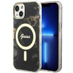 GUESS GUHMP14MHTMRSK IPHONE 14 PLUS / 15 PLUS 6.7" CZARNY/BLACK HARDCASE GOLDEN MARBLE MAGSAFE