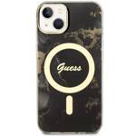 GUESS GUHMP14MHTMRSK IPHONE 14 PLUS / 15 PLUS 6.7" CZARNY/BLACK HARDCASE GOLDEN MARBLE MAGSAFE