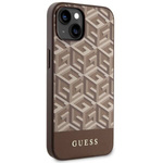 GUESS GUHMP14SHGCFSEW IPHONE 14 / 15 / 13 6.1" BRĄZOWY/BROWN HARDCASE GCUBE STRIPES MAGSAFE