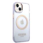 GUESS GUHMP14SHTCMU IPHONE 14 / 15 / 13 6.1" PURPUROWY/PURPLE HARD CASE GOLD OUTLINE TRANSLUCENT MAGSAFE